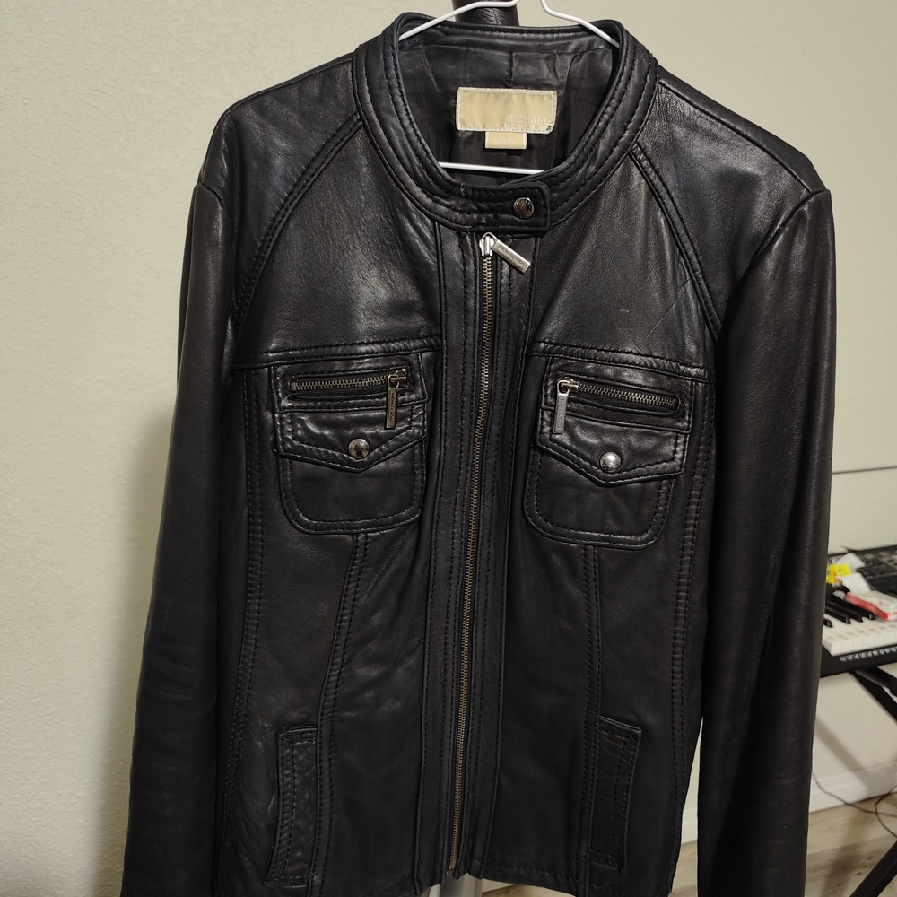 Michaels Black Lightweight Shirt Jacket with Stand-Up Collar